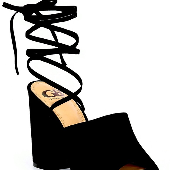 New GB Kat-Kall Ankle Wrap Block Heel Mules - Picture 3 of 9